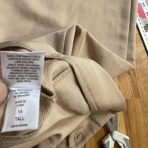 Happy X Nature‎ Pants Wide Leg Beige Textured Trousers Sz 4 Pleated High Waisted - Picture 8 of 9